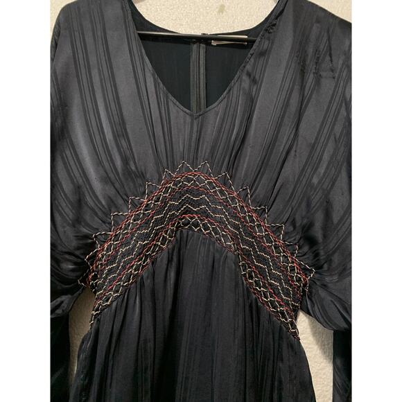 Ulla Johnson Odette Smocked Silk Midnight Mini Dress Size 2 - Picture 3 of 10